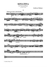 Sonatina for Viola & Piano – Viola Part