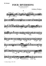 Four Diversions for Clarinet & Piano – Clarinet Part